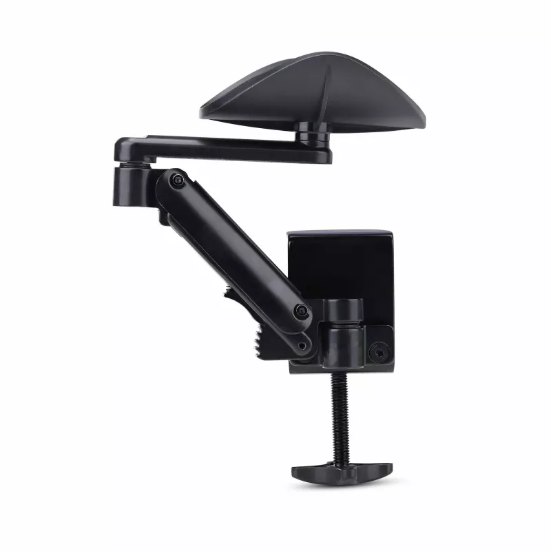 StarTech.com reguliuojama rankų atrama biuro stalui, ergonominė alkūnės/rankos atrama, 360° sukimas, tvirtinimas spaustuku be gręžimo, juoda