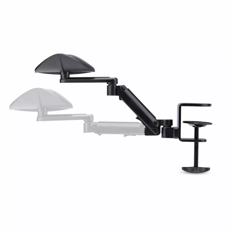StarTech.com reguliuojama rankų atrama biuro stalui, ergonominė alkūnės/rankos atrama, 360° sukimas, tvirtinimas spaustuku be gręžimo, juoda