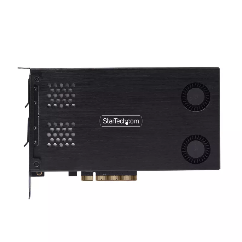 StarTech.com Dviejų lizdų M.2 NVMe SSD PCIe x8 išimamas mobilus krepšys; Reikalinga bifurkacija; Įrankiams nereikalingas montavimas, PCIe pagrindinė plokštė su dviem karštojo keitimo lizdais