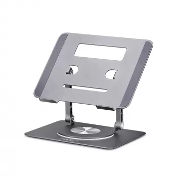 StarTech.com Rotacinis nešiojamojo kompiuterio stovas, 360° sukimas, ergonominis pakėlimas stalviršiui, reguliuojamas pasvirimas, iki 5 kg, aliuminis, nešiojamas dizainas