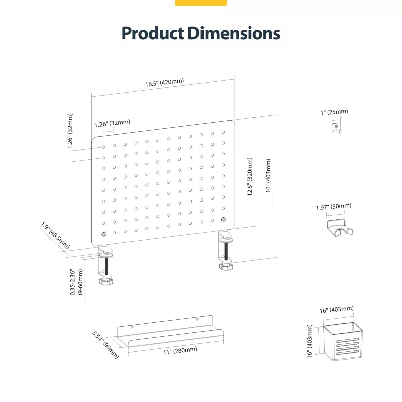 StarTech.com 1612B-DESK-PEGBOARD stalinis organizatorius su skydeliais 1 vnt.