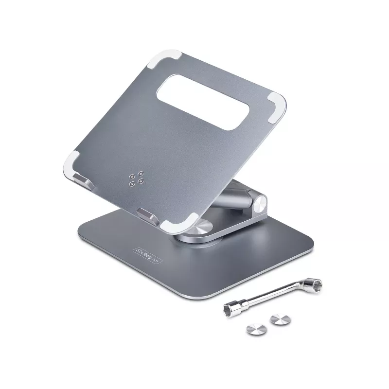 StarTech.com Teleskopinis nešiojamojo kompiuterio stovas, 360° sukamas pagrindas, reguliuojamas aukštis ir pasvirimas, maks. 5 kg, aliuminis, nešiojamas dizainas