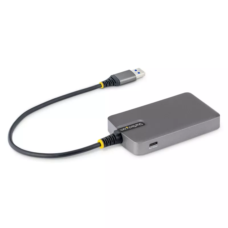 StarTech.com 4 prievadų USB-A šakotuvas, 5Gbps, maitinamas iš magistralės, USB-A į 4x USB-A su USB-C pagalbiniu maitinimo įėjimu, 30 cm pagrindinis kabelis, nešiojamas stalinio / nešiojamojo kompiuterio USB šakotuvas
