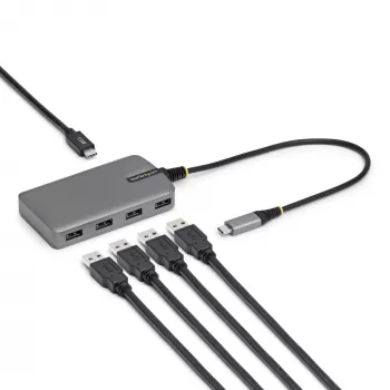 StarTech.com 4 prievadų USB-C šakotuvas, 5 Gbps, maitinamas iš magistralės, USB-C į 4x USB-A su USB-C papildomu maitinimo įėjimu, 30 cm laido, nešiojamas stalinio/nešiojamojo kompiuterio USB šakotuvas