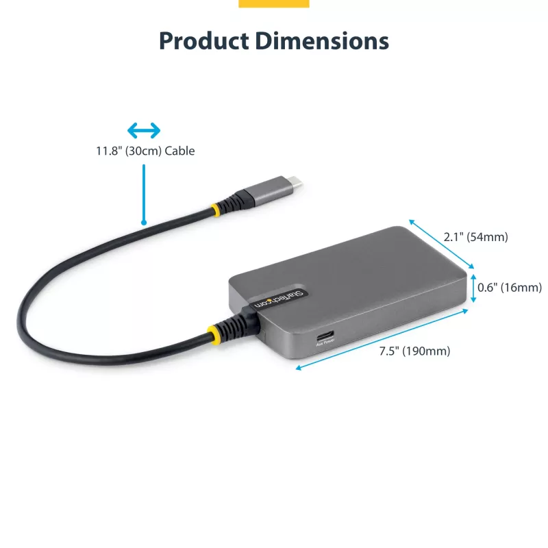 StarTech.com 4 prievadų USB-C šakotuvas, 5 Gbps, maitinamas iš magistralės, USB-C į 4x USB-A su USB-C papildomu maitinimo įėjimu, 30 cm laido, nešiojamas stalinio/nešiojamojo kompiuterio USB šakotuvas