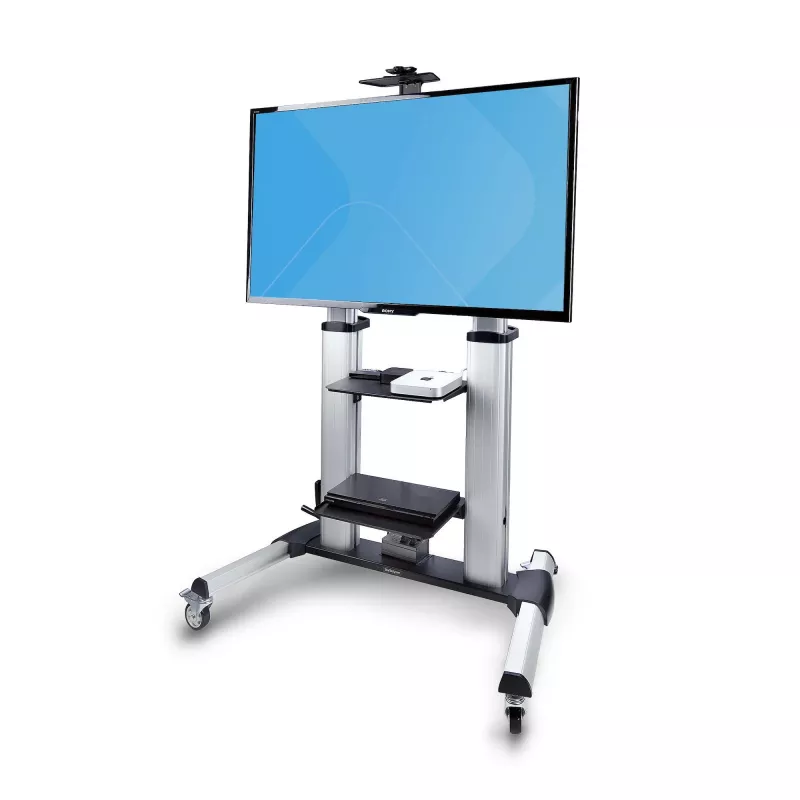 StarTech.com Mobilus televizoriaus stovas ant ratų 60–100 colių plokščiaekraniams iki 100 kg, aukščio reguliavimas rankine svirtimi, nešiojamas vežimėlis