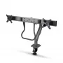StarTech.com Dvigubo monitoriaus stalinis laikiklis su skersiniu, iki 27 colių ekranams, VESA 75x75/100x100, 15 kg, C formos spaustuvas, pilnai artikuliuojamas, mechaninė spyruoklė, TAA