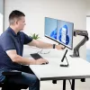 StarTech.com Dvigubo monitoriaus stalinis laikiklis su skersiniu, iki 27 colių ekranams, VESA 75x75/100x100, 15 kg, C formos spaustuvas, pilnai artikuliuojamas, mechaninė spyruoklė, TAA