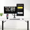 StarTech.com Dvigubo monitoriaus stalinis laikiklis su skersiniu, iki 27 colių ekranams, VESA 75x75/100x100, 15 kg, C formos spaustuvas, pilnai artikuliuojamas, mechaninė spyruoklė, TAA