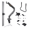 StarTech.com Dvigubo monitoriaus stalinis laikiklis su skersiniu, iki 27 colių ekranams, VESA 75x75/100x100, 15 kg, C formos spaustuvas, pilnai artikuliuojamas, mechaninė spyruoklė, TAA