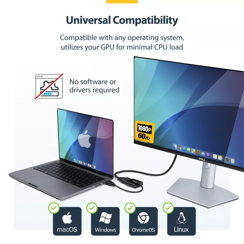 StarTech.com HDMI į VGA adapteris, aktyvus vaizdo keitiklis nešiojamam/staliniam kompiuteriui, 1920x1080 (1080p), HDMI šaltinis į VGA monitorių/ekraną/projektorių