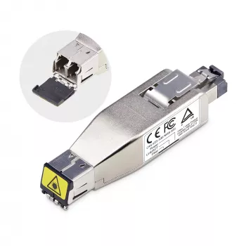 „StarTech.com“ Gigabit pluošto į RJ45 eterneto medijos keitiklis, optinis vienmodis 10 km / daugiamodis 800 m, maitinamas per PoE, kompaktiškas dizainas, metalinis korpusas, mikro mini, TAA