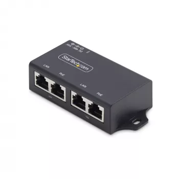 StarTech.com 2 prievadų Gigabit Midspan PoE+ įpurškiklis, 10/100/1000Mbps, PoE+ (802.3af/at), 30W, 1Gbps Ethernet, montuojamas ant sienos, nevaldomas maitinimas per Ethernet