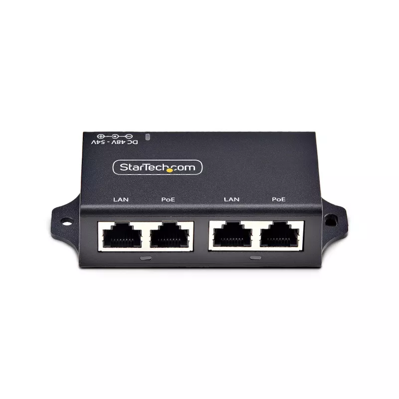 StarTech.com 2 prievadų Gigabit Midspan PoE+ įpurškiklis, 10/100/1000Mbps, PoE+ (802.3af/at), 30W, 1Gbps Ethernet, montuojamas ant sienos, nevaldomas maitinimas per Ethernet