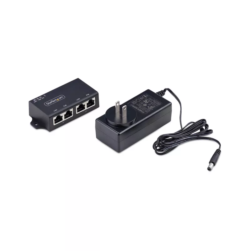 StarTech.com 2 prievadų Gigabit Midspan PoE+ įpurškiklis, 10/100/1000Mbps, PoE+ (802.3af/at), 30W, 1Gbps Ethernet, montuojamas ant sienos, nevaldomas maitinimas per Ethernet