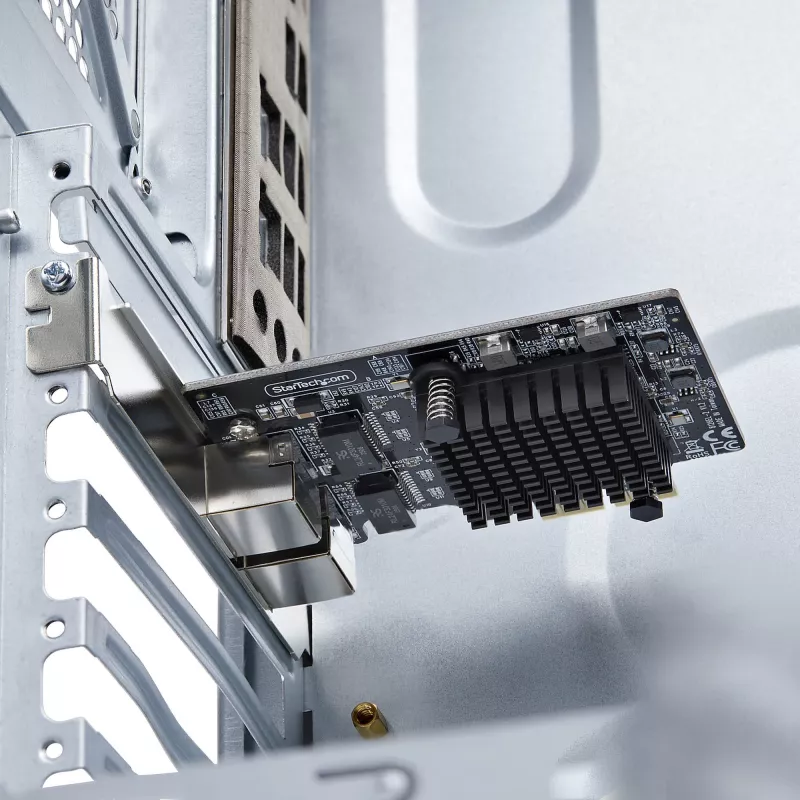 StarTech.com 2 prievadų 5G Gigabit PCIe tinklo adapterio kortelė, 5G/2.5G/1G/100M/10M PCI Express LAN kortelė, Realtek RTL8126, Windows ir Linux, TAA atitinka