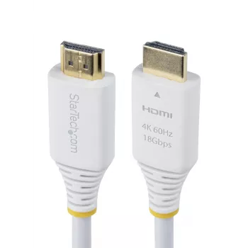 StarTech.com 10ft (3m) Premium sertifikuotas didelės spartos HDMI kabelis, 4K 60Hz/1440p 144Hz, HDR10/HDCP 2.2/ARC, 18Gbps, UHD HDMI 2.0 laidas TV/monitoriui/ekranui, TPE apvalkalas, baltas