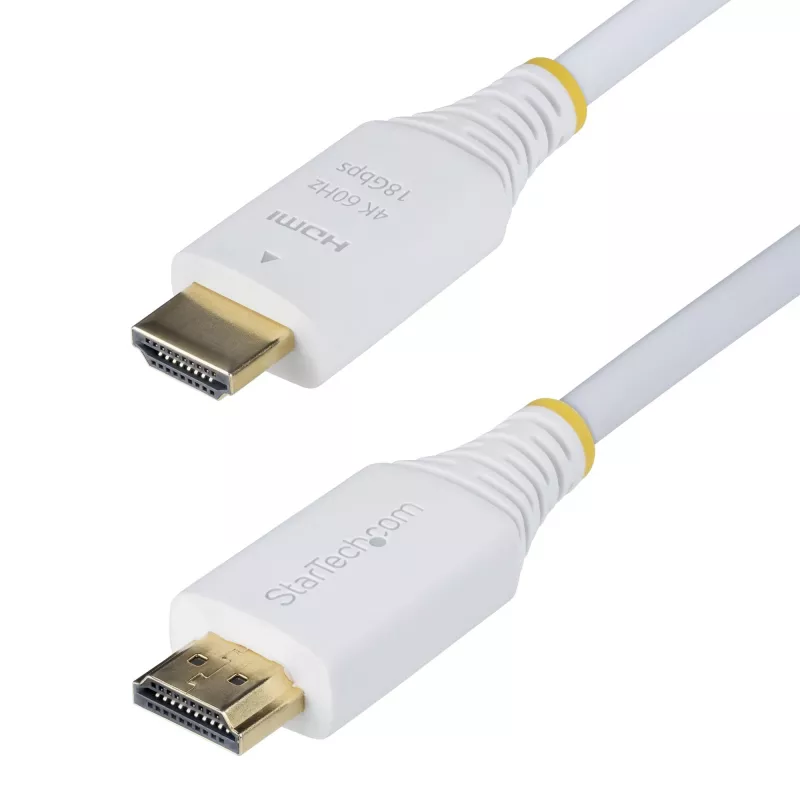 StarTech.com 10ft (3m) Premium sertifikuotas didelės spartos HDMI kabelis, 4K 60Hz/1440p 144Hz, HDR10/HDCP 2.2/ARC, 18Gbps, UHD HDMI 2.0 laidas TV/monitoriui/ekranui, TPE apvalkalas, baltas