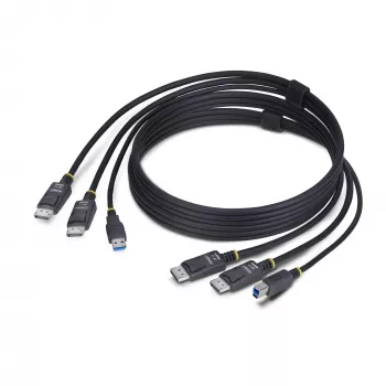 StarTech.com 6ft (1,8 m) dviejų DisplayPort ir USB 5Gbps KVM laidas, 4K 60Hz, universaliai suderinamas DP 1.2/USB 3.0 kombinuotas laidas dviejų monitorių KVM jungikliams