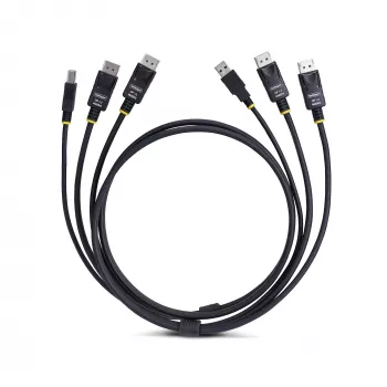 StarTech.com 6ft (1,8 m) dviejų DisplayPort ir USB 5Gbps KVM laidas, 4K 60Hz, universaliai suderinamas DP 1.2/USB 3.0 kombinuotas laidas dviejų monitorių KVM jungikliams