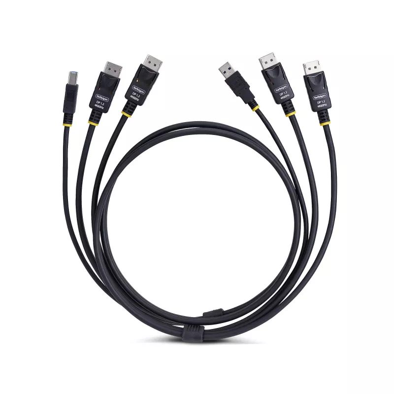 StarTech.com 6ft (1,8 m) dviejų DisplayPort ir USB 5Gbps KVM laidas, 4K 60Hz, universaliai suderinamas DP 1.2/USB 3.0 kombinuotas laidas dviejų monitorių KVM jungikliams