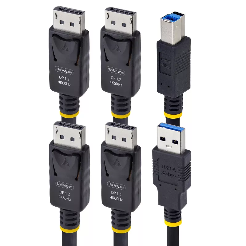 StarTech.com 6ft (1,8 m) dviejų DisplayPort ir USB 5Gbps KVM laidas, 4K 60Hz, universaliai suderinamas DP 1.2/USB 3.0 kombinuotas laidas dviejų monitorių KVM jungikliams