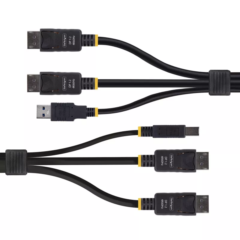 StarTech.com 6ft (1,8 m) dviejų DisplayPort ir USB 5Gbps KVM laidas, 4K 60Hz, universaliai suderinamas DP 1.2/USB 3.0 kombinuotas laidas dviejų monitorių KVM jungikliams