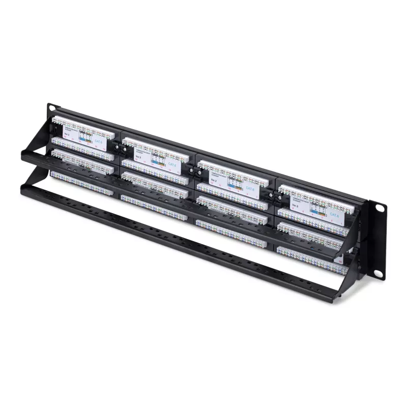 StarTech.com 48 prievadų 2U stelažinis Cat6 skirstomasis skydas, RJ45, UTP, 110 punch-down, Cat6 Ethernet skirstomasis skydas serverio stelažui