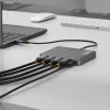 StarTech.com USB-C į keturių monitorių darbo vietos adapteris, 4K 60Hz HDMI, 140W PD perdavimas nešiojamojo kompiuterio įkrovimui, USB prievadas belaidžiam klaviui / pelei, TAA
