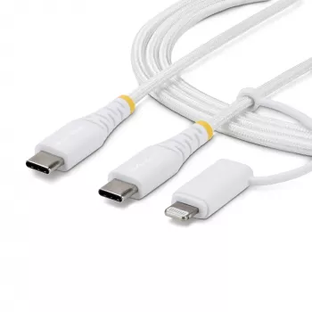 StarTech.com 1m 2-in-1 USB-C įkrovimo laidas su Lightning adapteriu, 30W/60W (3A), Apple MFi, pintas, iPhone/iPad/Android