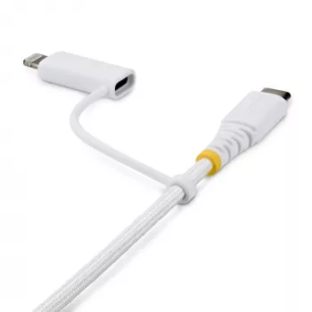 StarTech.com 1m 2-in-1 USB-C įkrovimo laidas su Lightning adapteriu, 30W/60W (3A), Apple MFi, pintas, iPhone/iPad/Android