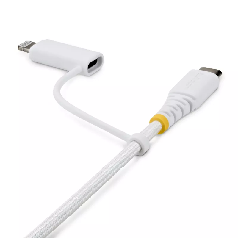 StarTech.com 1m 2-in-1 USB-C įkrovimo laidas su Lightning adapteriu, 30W/60W (3A), Apple MFi, pintas, iPhone/iPad/Android