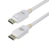 StarTech.com 1,8 m baltas VESA sertifikuotas DisplayPort 1.2 laidas, 4K 60Hz, 21,6 Gbps, su fiksavimo DP jungtimis, M/M