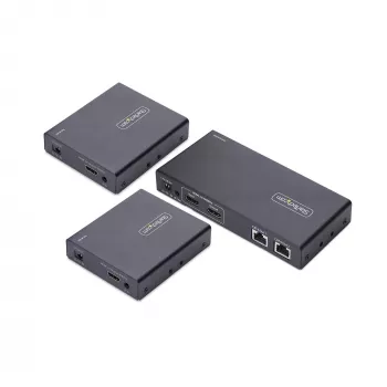 StarTech.com 2 prievadų HDMI prailgintuvas ir skirstytuvas per CAT6, 4K 60Hz, iki 70 m, 1x2 HDMI per Ethernet rinkinys su IR ir maitinimu per kabelį