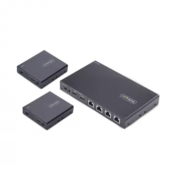 StarTech.com 4 prievadų HDMI siųstuvas-imtuvas su skirstytuvu per CAT6, 4K 60Hz, iki 70 m, 1x4 HDMI per Ethernet rinkinys su IR ir maitinimu per kabelį