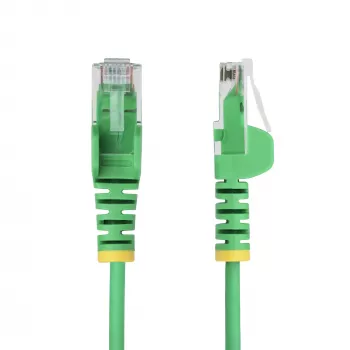 StarTech.com 2,5 m žalias plonas CAT6 eterneto kabelis, be užkabinimų, 100W PoE, UTP, LSZH, 28AWG gryna vario viela, plonas RJ45 tinklo jungiamasis laidas su įtempimo mažinimo elementais, individualiai išbandytas