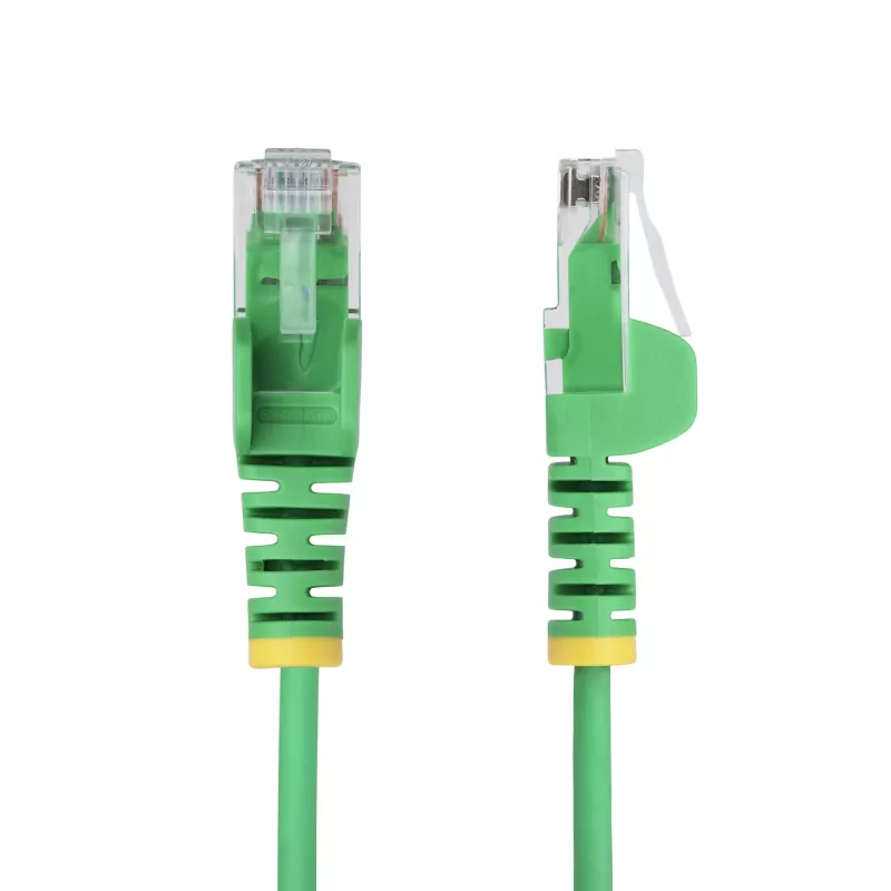 StarTech.com 2 m žalias plonas CAT6 eterneto kabelis, be užkabinimų, 100 W PoE, UTP, LSZH, 28AWG gryna varinė viela, plonas RJ45 tinklo jungiamasis laidas su įtempimo mažinimo elementais, individualiai išbandytas