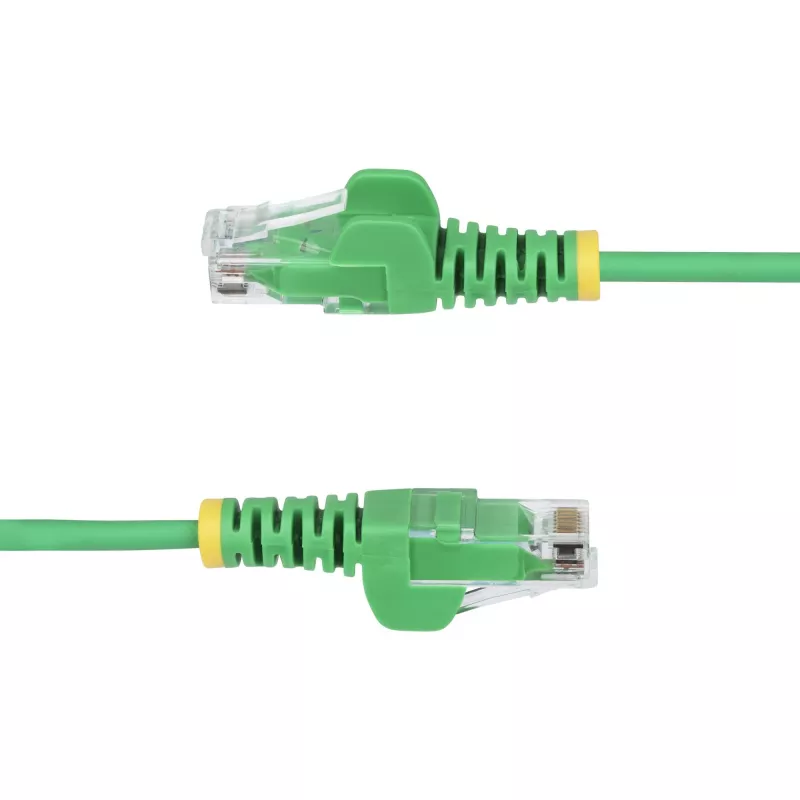 StarTech.com 2 m žalias plonas CAT6 eterneto kabelis, be užkabinimų, 100 W PoE, UTP, LSZH, 28AWG gryna varinė viela, plonas RJ45 tinklo jungiamasis laidas su įtempimo mažinimo elementais, individualiai išbandytas