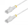 StarTech.com 7m baltas plonas CAT6 Ethernet kabelis, be užkablių, 100W PoE, UTP, LSZH, 28AWG gryna varinė viela, plonas RJ45 tinklo pataisinis laidas su įtempimo mažinimo elementais, individualiai išbandytas