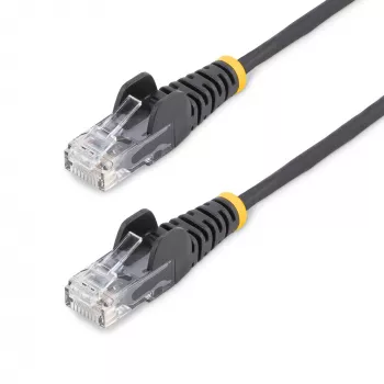 StarTech.com 7 m juodas plonas CAT6 Ethernet kabelis, be užkabinimo, 100W PoE, UTP, LSZH, 28AWG gryna varinė viela, plonas RJ45 tinklo jungiamasis laidas su įtempimo mažinimo elementais, individualiai išbandytas