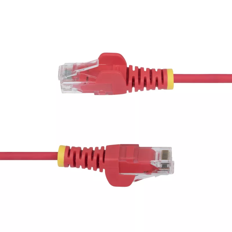 StarTech.com 7m Raudonas plonas CAT6 Ethernet kabelis, be užkablių, 100W PoE, UTP, LSZH, 28AWG gryna vario viela, plonas RJ45 tinklo jungiamasis laidas su įtempimo mažinimo elementais, individualiai išbandytas