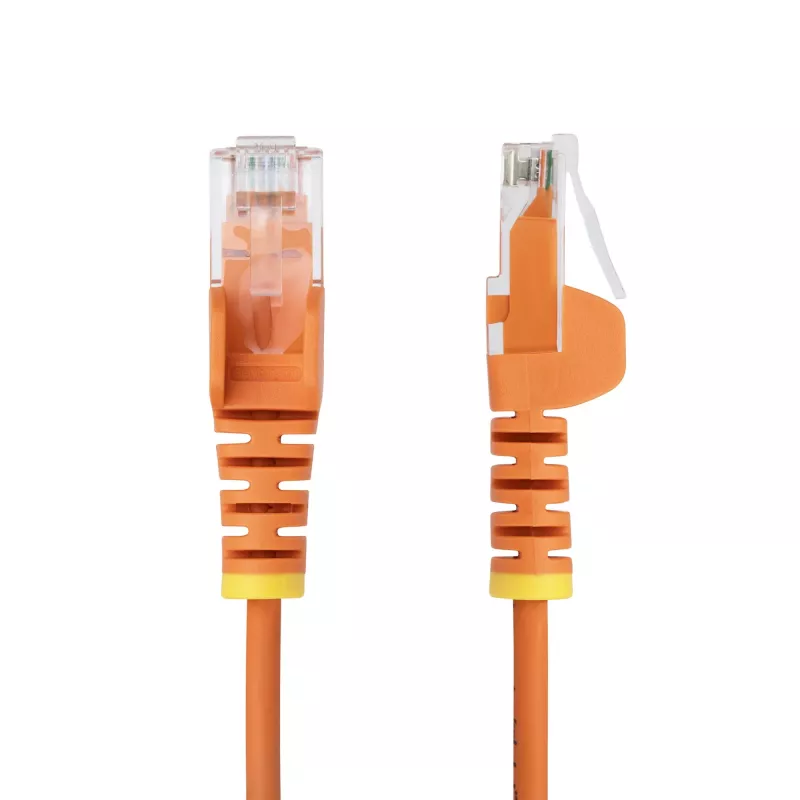 StarTech.com 10 m oranžinis plonas CAT6 eterneto kabelis, be užkabinimų, 100W PoE, UTP, LSZH, 28AWG gryna varinė viela, plonas RJ45 tinklo jungiamasis laidas su įtempimo mažinimo elementais, individualiai išbandytas