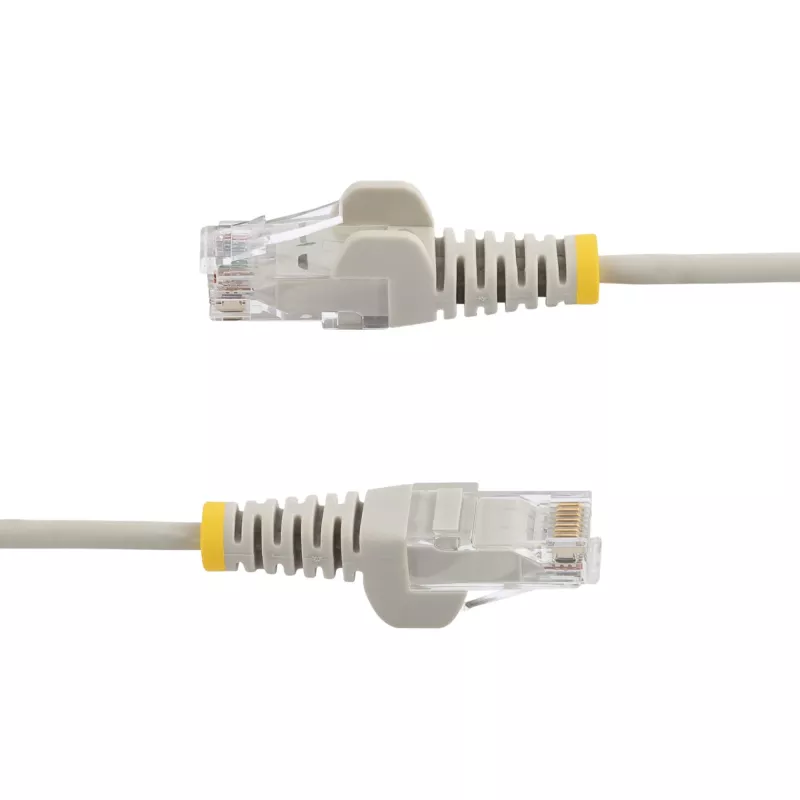 StarTech.com 15 m pilkas plonas CAT6 eterneto laidas, be užkliuvimo, 100 W PoE, UTP, LSZH, 28AWG gryna varinė viela, plonas RJ45 tinklo jungiamasis laidas su įtempimo mažinimo elementais, individualiai išbandytas
