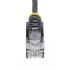 StarTech.com 15m juodas plonas CAT6 Ethernet kabelis, be užkliuvimo, 100W PoE, UTP, LSZH, 28AWG gryna varinė viela, plonas RJ45 tinklo jungiamasis laidas su įtempimo mažinimo elementais, individualiai išbandytas