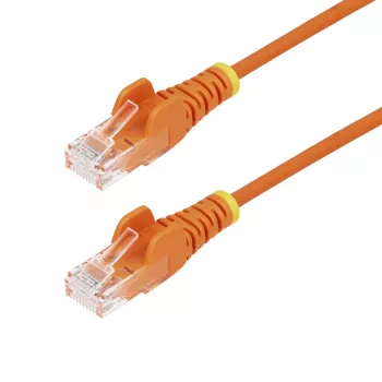 StarTech.com 15 m oranžinis plonas CAT6 Ethernet kabelis, be kablytėlių, 100W PoE, UTP, LSZH, 28AWG gryna varinė viela, plonas RJ45 tinklo pataisinis laidas su įtempimo mažinimo elementais, individualiai išbandytas