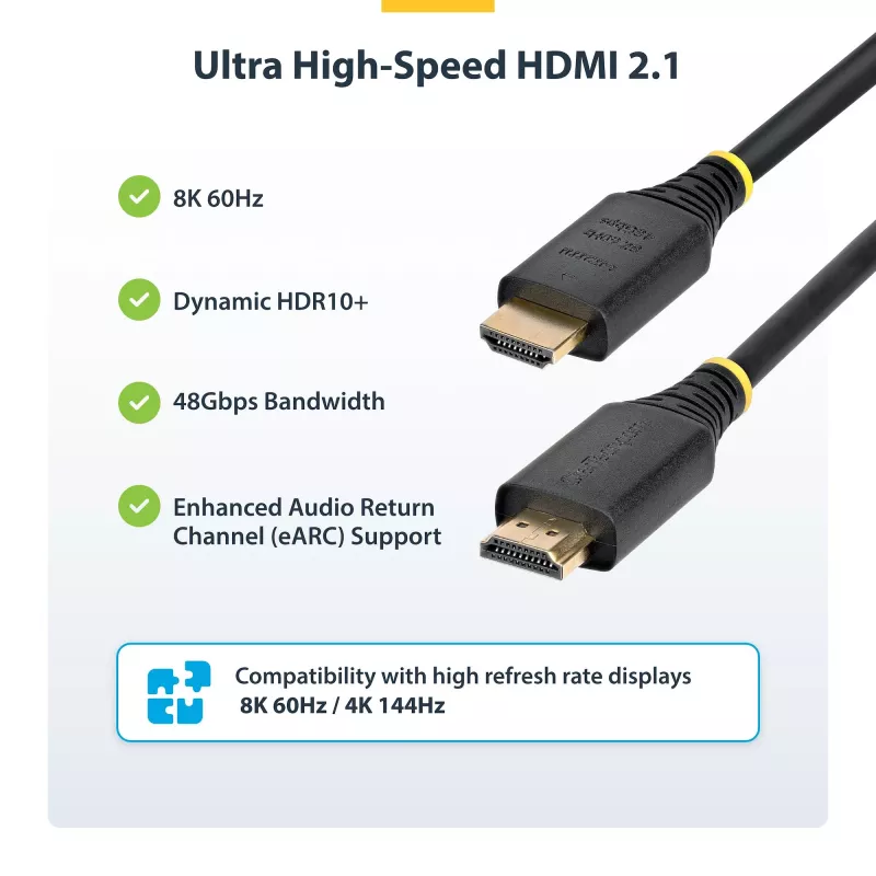 StarTech.com HDMI21-CBL-8K60-50CM HDMI laidas 0,5 m HDMI A tipo (standartinis) juodas