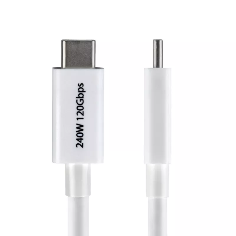 StarTech.com 2,6 pėdų (80 cm) Thunderbolt 5 laidas, 80 Gbps / iki 120 Gbps, 240 W PD, 8K 60 Hz, sertifikuotas Thunderbolt laidas, suderinamas su Thunderbolt 4 / USB4 / USB-C - Baltas
