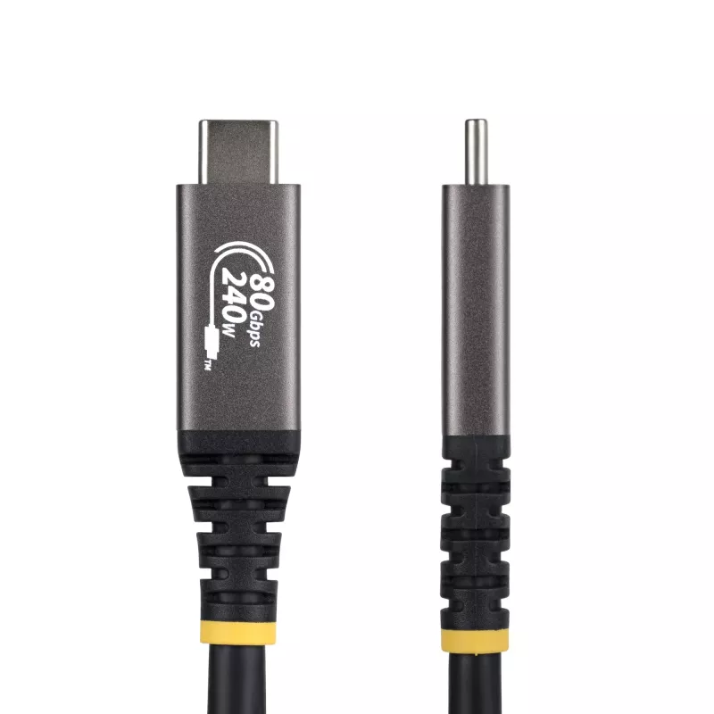 StarTech.com 1,5 m USB4 laidas, 80 Gbps, USB-IF sertifikuotas USB-C laidas, 240 W PD, 8K 120 Hz / 4K 240 Hz DP2.1 DP80, TPE apvalkalas, suderinamas su Thunderbolt 4 - juodas USB-C kabelis