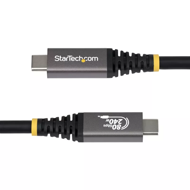 StarTech.com 1,5 m USB4 laidas, 80 Gbps, USB-IF sertifikuotas USB-C laidas, 240 W PD, 8K 120 Hz / 4K 240 Hz DP2.1 DP80, TPE apvalkalas, suderinamas su Thunderbolt 4 - juodas USB-C kabelis