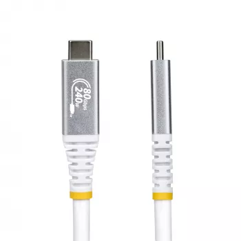 StarTech.com 1m USB4 laidas, 80Gbps, USB-IF sertifikuotas USB-C, 240W PD, 8K 120Hz/4K 240Hz DP2.1 DP80, TPE apvalkalas, suderinamas su Thunderbolt 4 – baltas USB-C laidas